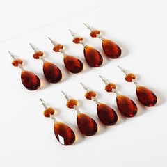 10pcs Crystal Prisms Chandelier Ornament Pendants Rainbow Maker 38mm Drop Amber