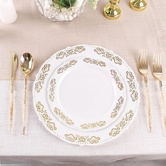 24 CLEAR 8.5″ Plastic FORKS with Gold Glittered Handle Wedding Party Tableware