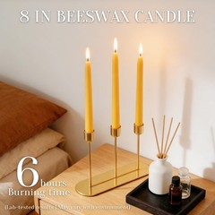 24 Pack Beeswax Taper Candles in Bulk 8 inch Tall – 8 inch-24 Pack, Yellow