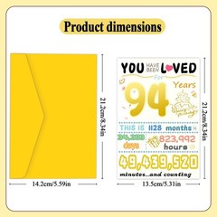 94th Birthday Card, Funny Birthday Decorations for Women Men, Best 94 Year Ol…