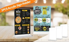 Acrylic Sign Holder, Sign Holders Vertical, Double Sided Display Clear