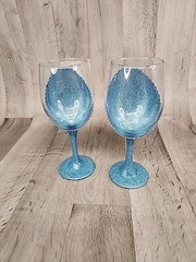 Glitter Wine Glasses w/ Sequins – Wedding Party Bridal Shower Anniversary – Blue
