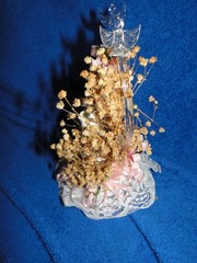 New Western Bride & Groom & Cowboy Hat, Blown Glass Heart Wedding Caketop, #400