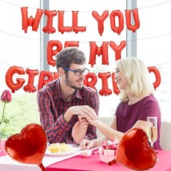 16″ Red ‘Will You Be My Girlfriend’ Balloons with Heart Foil for Romance
