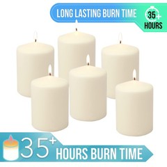 Stonebriar Unscented Pillar Candles – 35 Hour Burn Time, 3″ x 4″, Ivory