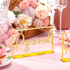 6 Pieces Acrylic Reserved Table Sign Wedding Signs for Tables Acrylic Standin…