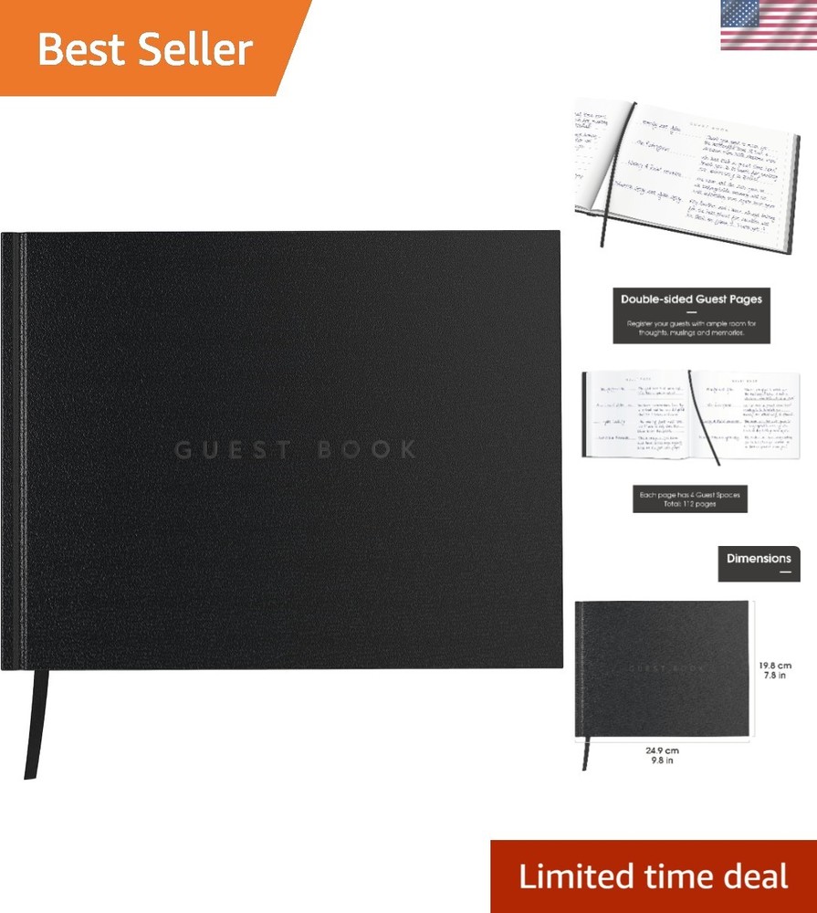 Stylish Guest Book in Black – Perfect for Weddings, Funerals & Vacation Homes