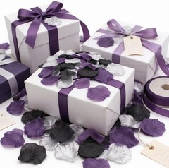 900PCS Dark Purple Black Silver Silk Rose Petals