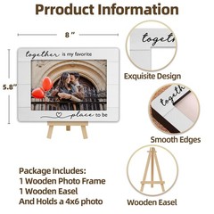 4×6 Couple Picture Frame, Valentine Wedding Gifts Wooden Photo Frame with Eas…