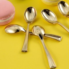 4″ long Gold Dessert Spoons Wedding Dinner Party Events Disposable Tableware
