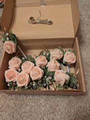 Ling’s Moment Artificial Pink Rose Wedding Bouquets w/ Greenery, 10 Pack