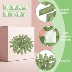 6 Pcs 4 Inch Grosgrain Curly Bows for Gift Wrapping Self-Adhesive Ribbon Green