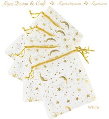 9×12 cm Star and Moon Organza Gift Bags Drawstring Wedding Favor Jewelry Pouches