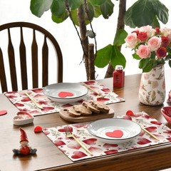 Hearts Floral Sweet Valentine’s Placemats Set of 4, 12×18 Inch Wedding