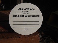 My Advice for the Bride & Groom WEDDING COASTERS, LETTERPRESS X 100 Round