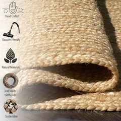Chardin home Hand Woven Natural Jute Braided Area Rug – 6×9 Feet Rectangle