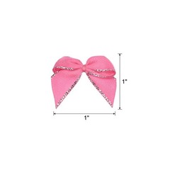 100Pcs Mini Metallic Edge Ribbon Bow 1″ Flower Bows Soft Silver Edge Pink