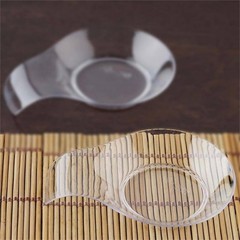 Plastic CLEAR Handled Round Mini 4″ PLATES with Handles Party Wedding Catering