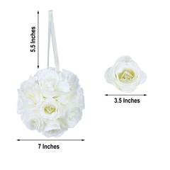 2 CREAM 7″ Silk Roses Flowers Kissing Balls Wedding Party Events Centerpieces
