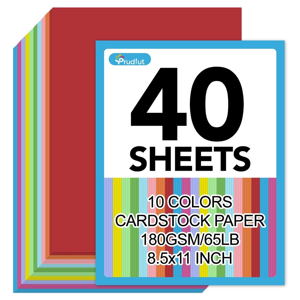 40 Sheets Colored Cardstock 8.5 x 11, 10 Assorted x 11 inches, Multicolor