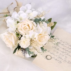 CEWOR Wedding Bouquets for Bride Bridesmaid, White Champagne Artificial Roses…