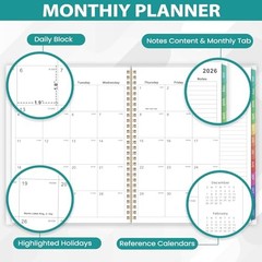 2026 Monthly Planner – 2026 Planner/Calendar, 12 Months Planner with Colorful