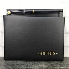Victoria Lynn Black and Gold Print Wedding / Guest Book with Pen 60 Page NEW