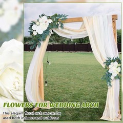 Thiccywoov 4 Pcs Wedding Arch Flowers and Drape Kit Include 2 Artificial Flor…