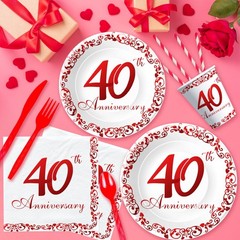 APOWBLS 40th Anniversary Decorations Tableware – Ruby Wedding