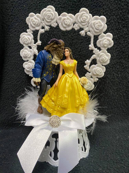 Beauty and the Beast Disney Wedding Cake Topper Belle Groom Top Dance dress