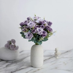 LAVENDER 4 Bushes 12″ Silk Roses Artificial FLOWERS Bouquets Home Decorations