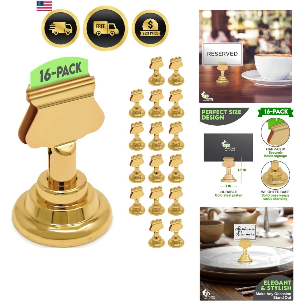 Table Number Holders 16pc Gold Metal Place Card Holders Wedding Party Event