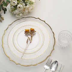 7.5″ Clear Round Plates Hammered Gold Trim Wedding Disposable Tableware