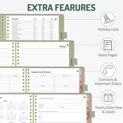 Planner 2026-2027, Academic Planner 8.5″x11″ (Jul 2026-Jun 2027) olive green