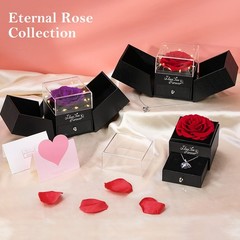 Emibele Preserved Purple Real 11 x 10 x 11 cm, Rose + Copper Necklace