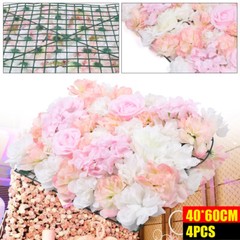 4Pcs Pink Artificial Silk Flower Wall Panel Wedding Party Venue Decor Backdrop