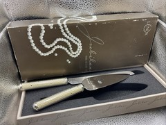 Lenox Jubilee Pearl Dessert Set NIB! Pearls In Handle Cake Knife & Server