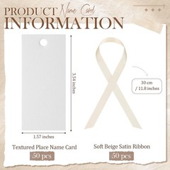 Wedding Place Cards 50pcs, 1.57 x 3.54 Inch Banquet Table Name Tags, Beige