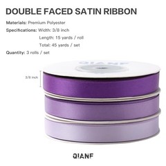 Purple Double Face Satin Ribbon 3/8 Inch x 45 3/8 Inch x 45 Yd Assorted Purple