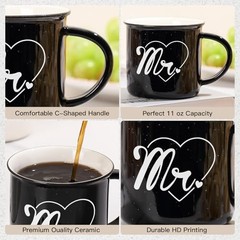 Mr and Mrs Mugs Set of 2 Coffee Mug 10 Ounce, Wedding Gift, His Mr & Mrs Set
