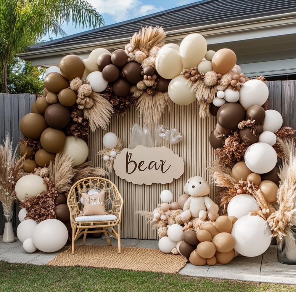 Brown Nude Balloon Arch Kit Double 5inch, 12inch, 18inch, Neutral White