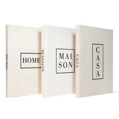 Linen Neutral Coffee Table Books Set of 3,Fashion Designer Hardcover Blank Bo…