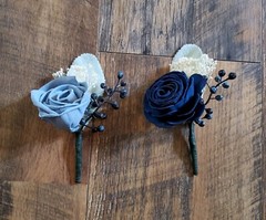 Dusty Blue Navy Sola Wood Bridal Bouquet Flowers for Weddings Bridesmaid Prom