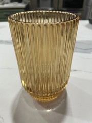 12 Center piece amber color glass candle holders (3.25″ diameter 5″ Tall)