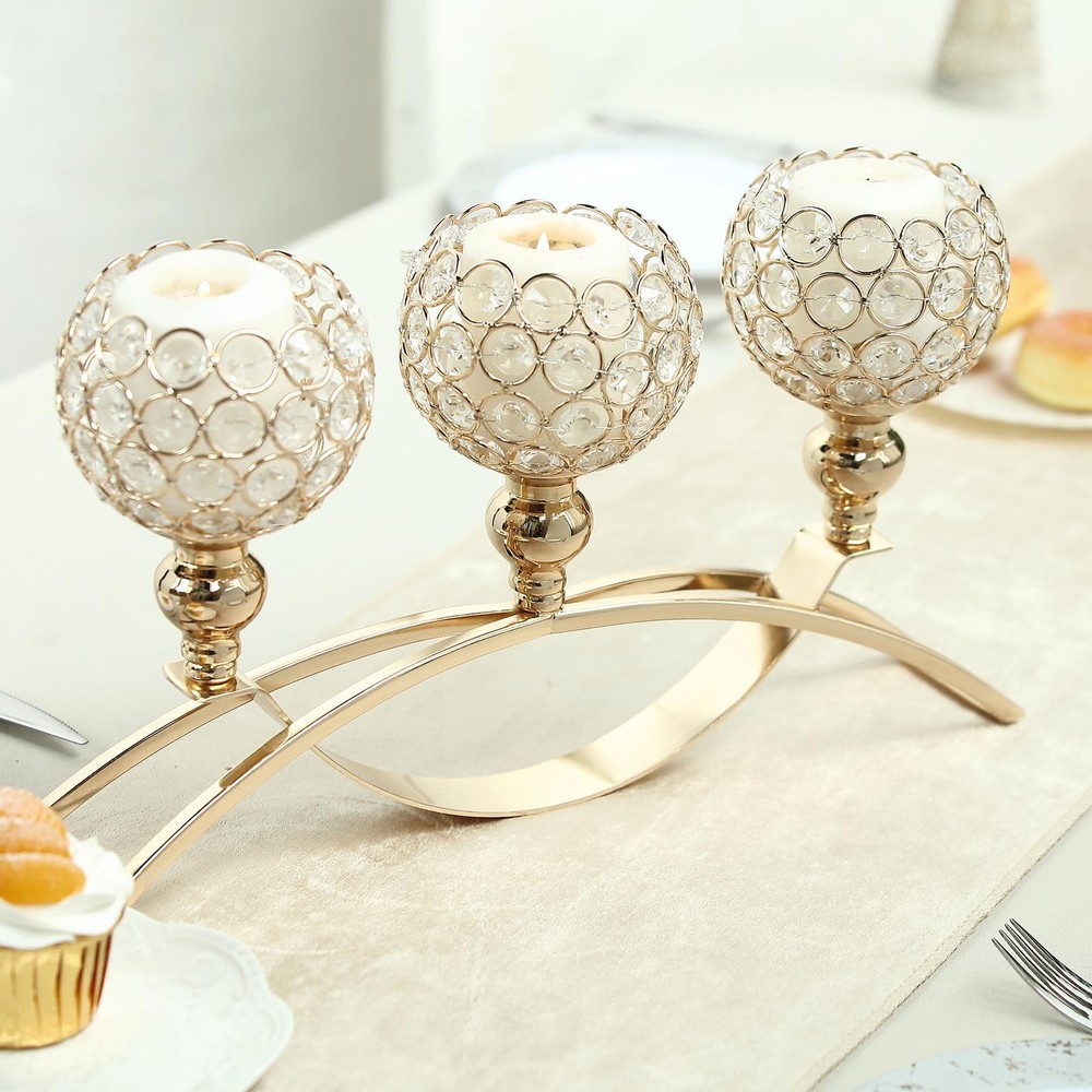 16″ wide Candelabra Beaded Globes Candle Holders Centerpiece Wedding Decorations