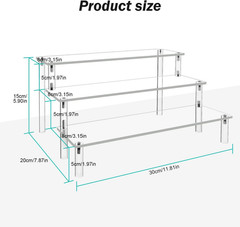 Acrylic Display Risers,Clear Shelf 3 Tier Cupcake Display Stand Steps for Food D