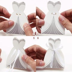 Elegant 100 Pack Wedding Favor Boxes – Tuxedo & Dress Design, White & Black