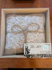 Country Wedding Rustic Burlap Lace Ring Pillow New Hobby Lobby Outdoor White