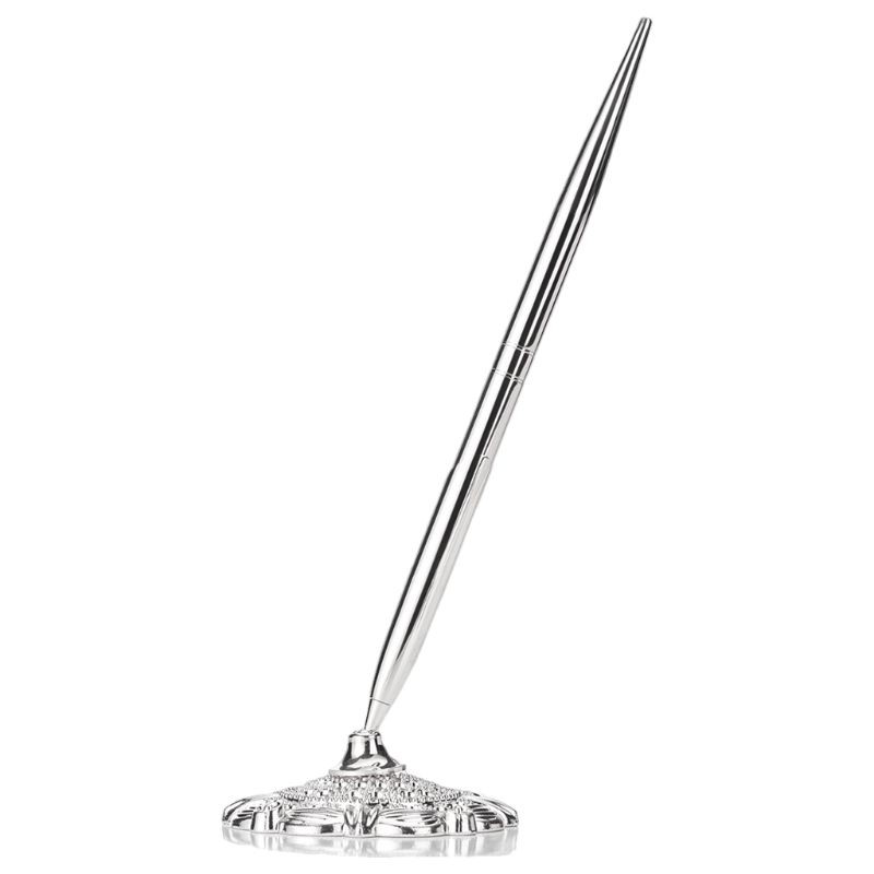 Metal Ballpoint Pen Attached Base Stand Desk Office Counter Wedding Guest Sign