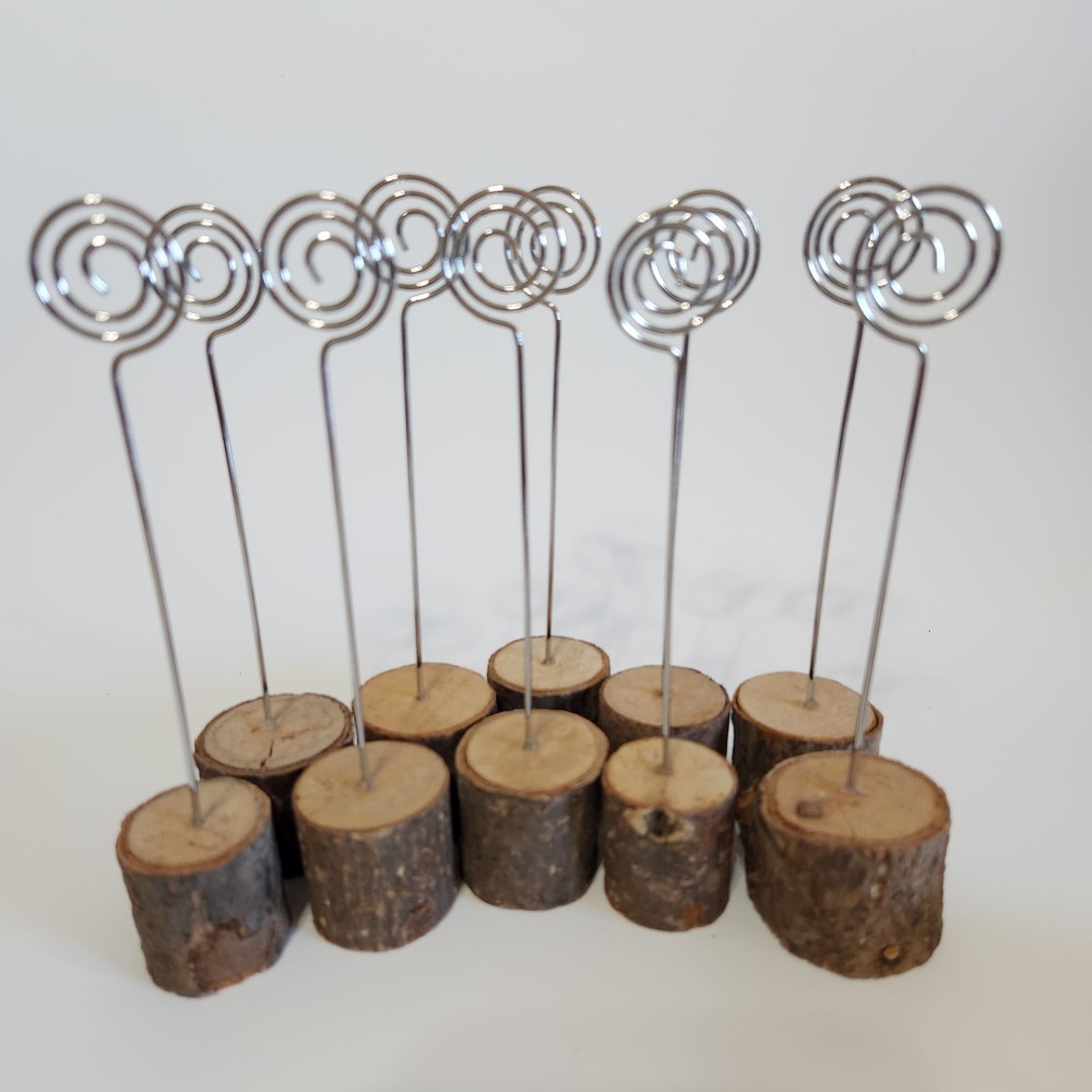 Rustic Wood & Metal Placecard/Memo Clip Holders, Set Of 20-6″ Tall EUC